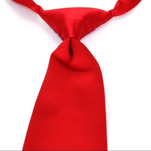 Beautiful Bright Red Satin Formal Windsor Tie w/Adjustable Neckband-Fit Any Size - Picture 2 of 6